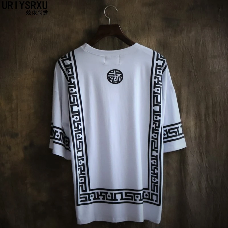 Palace Format Short Sleeve T Shirt Fashion Leisure Unlined Upper Garment Loose Blouse Round Collar Big Yards of Clothes T Shirts