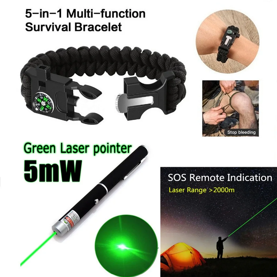 Survival kit set military outdoor travel mini camping tools aid kit emergency multifunct survive Wristband whistle