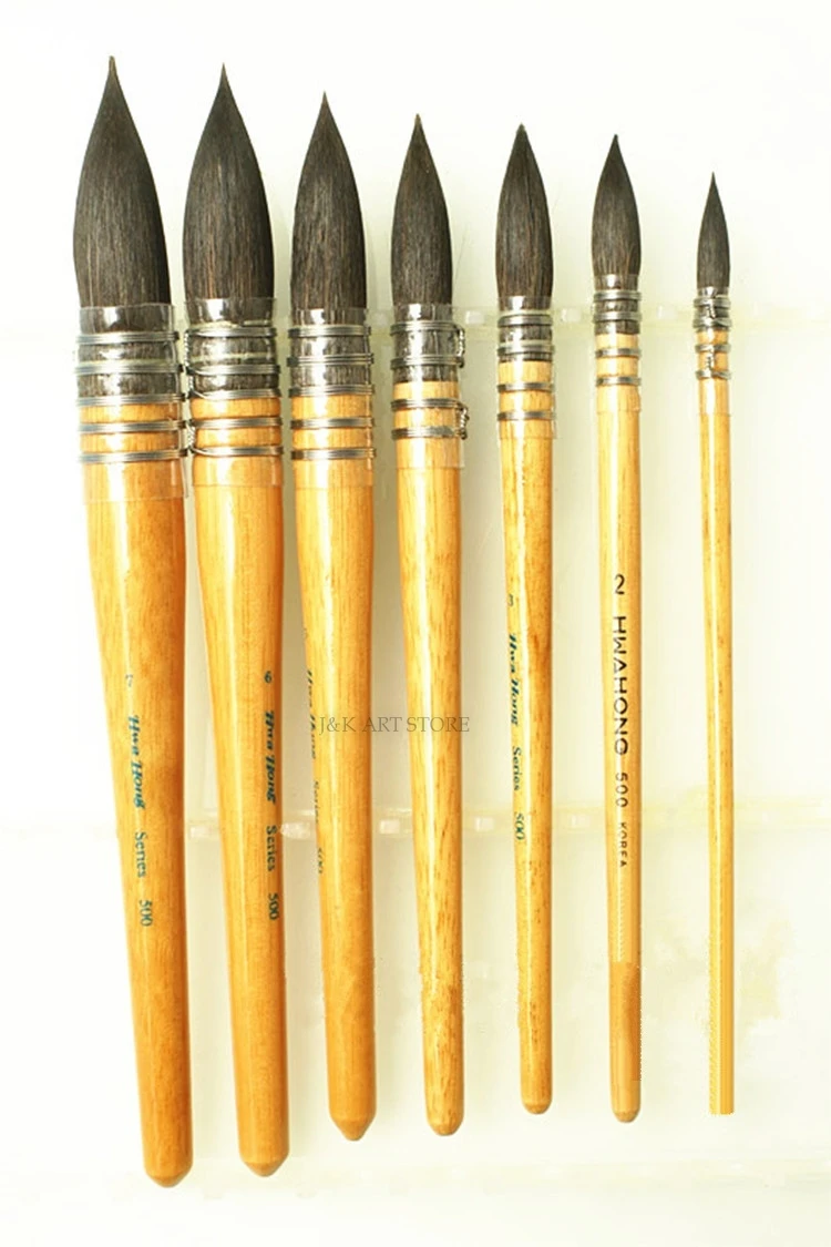 HwaHong 500 series squirrel quill watercolor paint brushes,size 1,2,3,4