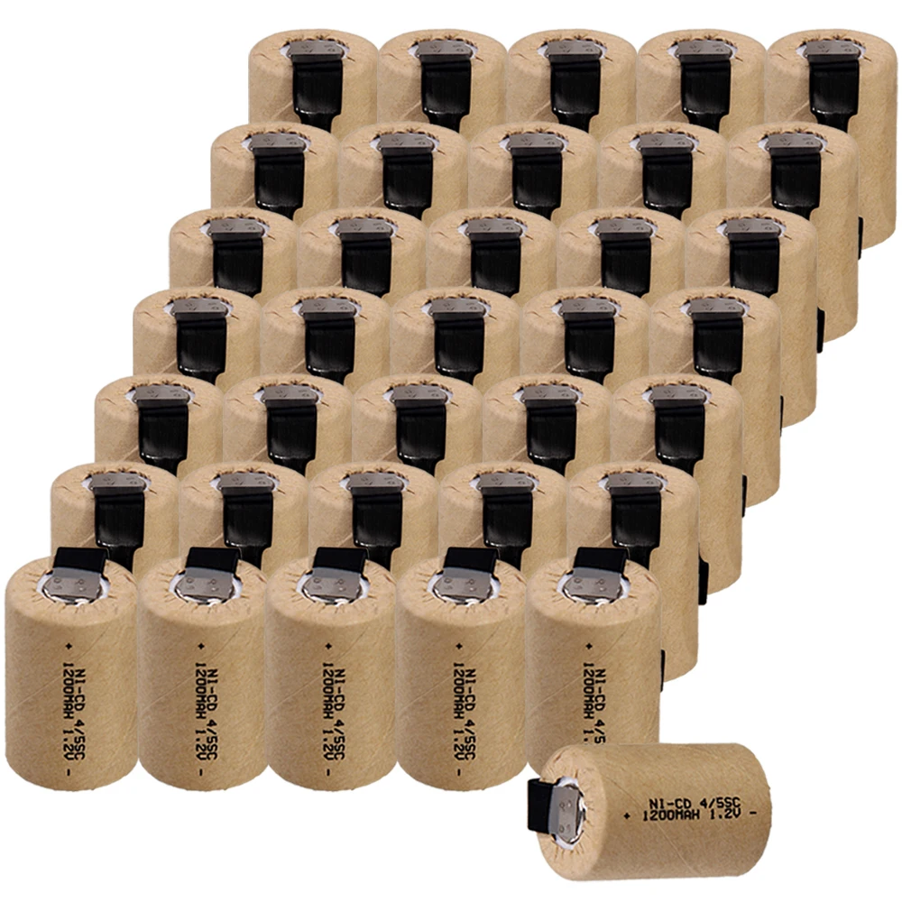 

real capacity 36 pcs 4/5 SC battery 1200mah 1.2V NICD 4/5 SUBC batteries 3.3cm*2.2cm fast delivery to RUSSIA SPAIN FRANCE UK US