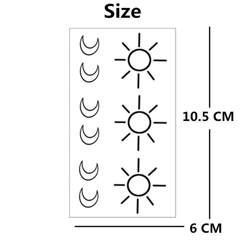 SHNAPIGN 25 стиль Временная татуировка боди-арт, маленький дизайн Солнца и Луны, флеш-тату стикер сохраняет 3-5 дней Водонепроницаемый 21*15 см