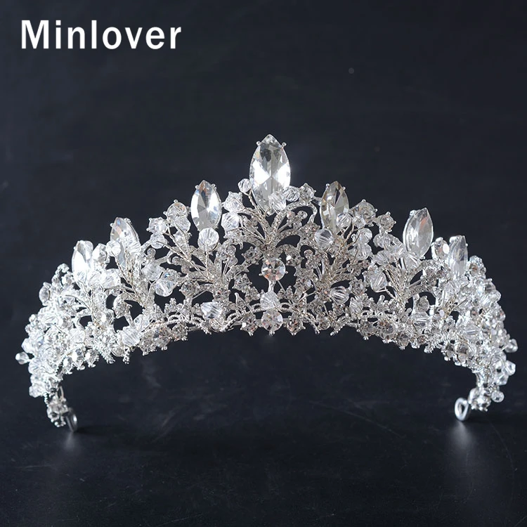 

Minlover Trendy Baroque Rhinestone Bridal Tiaras Crowns Women Princess Diadem Headpiece Wedding Hair Accessories Headbands HG176