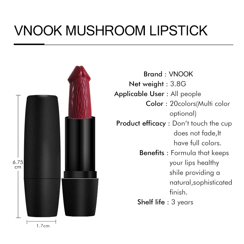 Vnook новый блеск пенис помада Водонепроницаемый Long Lasting Matte Lip Stick макияж Розовый и