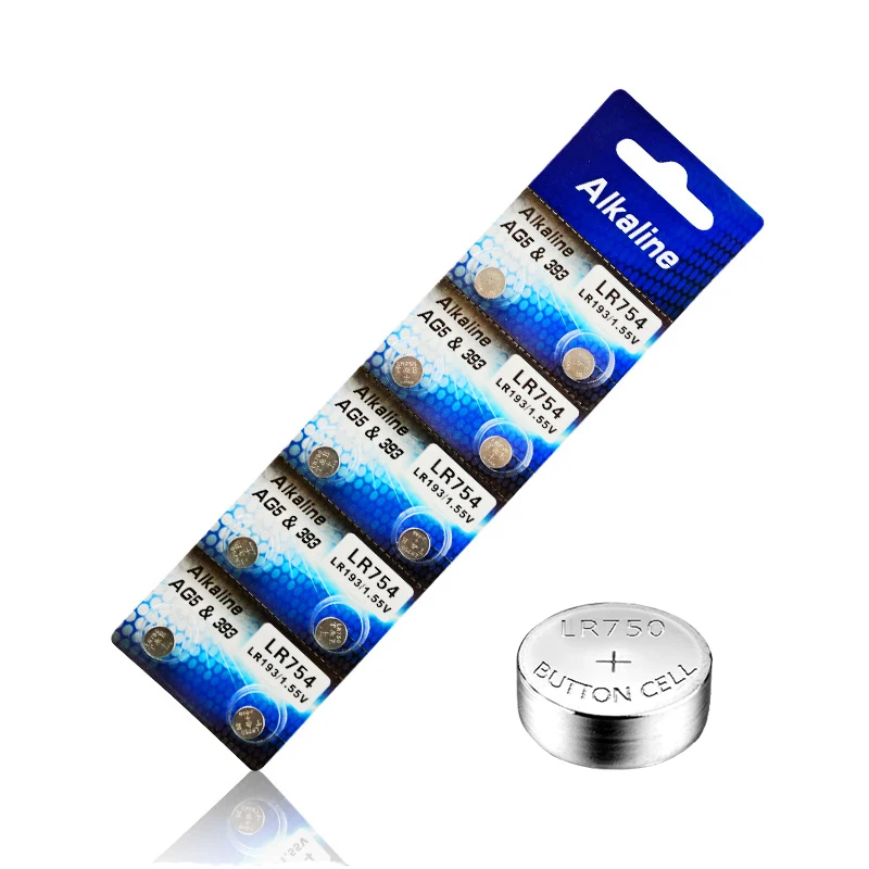 

10pcs/lot 1 cards MICKTICK AG5 1.5V Alkaline Batteries LR48 L750 LR754 393 SR754 193 398A Button Coin Cell Battery Electronic