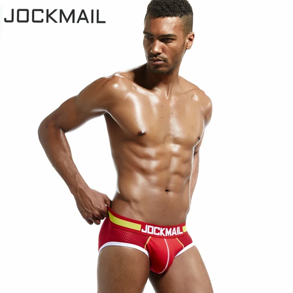 Трусы брифы JOCKMAIL мужские сетчатые Брендовое нижнее белье пикантные трусы одежда
