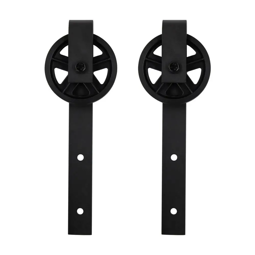 

Big Black Wheels Type High Quality Carbon Steel Barn Door Roller Kit (2PCS) with Screws