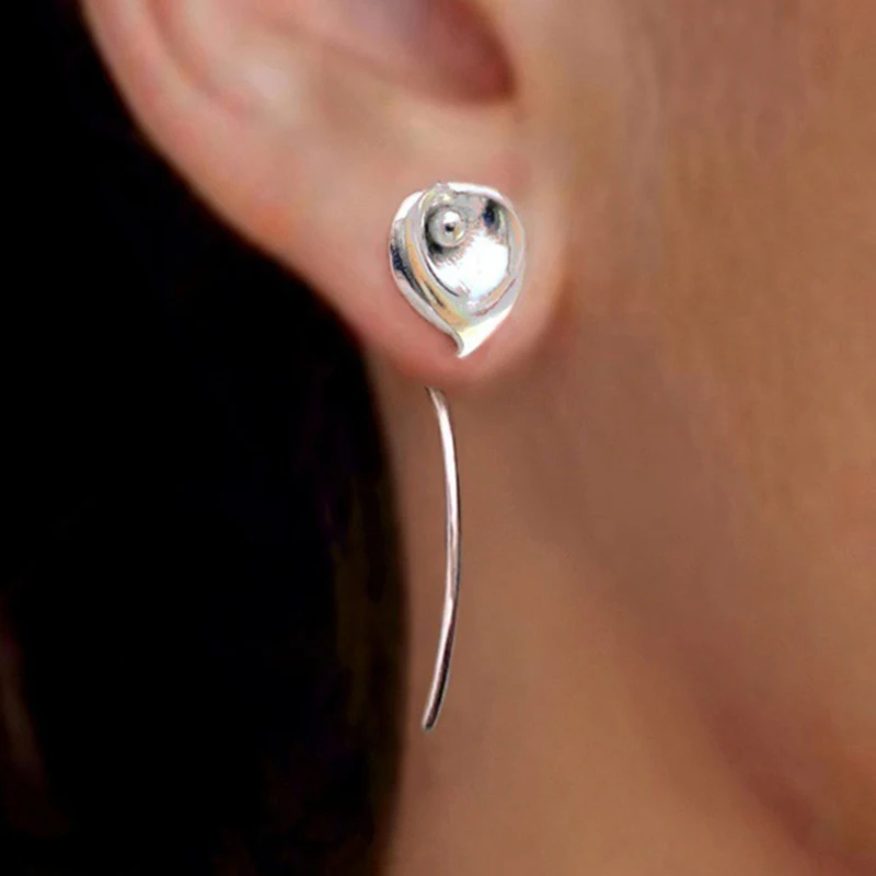 

Calla Lily Flower Earrings Silver Color Earrings Jewelry Earrings Small Stud Earrings Long Earrings Unique Wedding O5P107