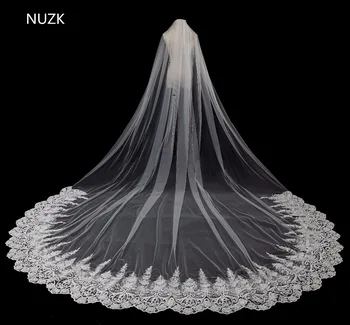 

2018 New Bridal Veil Appliqued Bridal Veils 3 Meter Ivory Cathedral Wedding Veils Long Bride Mantilla Wedding Veil