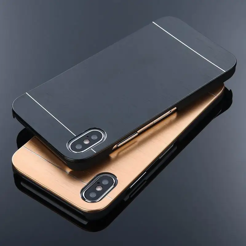 

Luxury Aluminum Metal Brush Phone Case For iPhone X XS 7 8 Plus Hard Plastic Hybird Back Cover For iPhone 6 6s Plus Coque Fonda