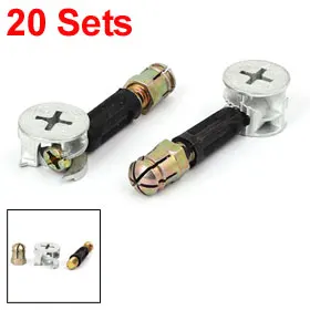 Uxcell High Quality 20 Sets M6x35mm Furniture Cabinet Fixing Screw Locking Cam Bolt Pre-inserted Nut Fitting Metal Plastic Alloy