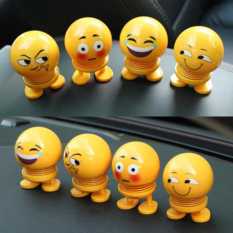 

Cute Cartoon New Home Decoration Ornaments Creative Decoration Jewelry Spring Shaking Head Doll Expression Package 1pcs/8pcs