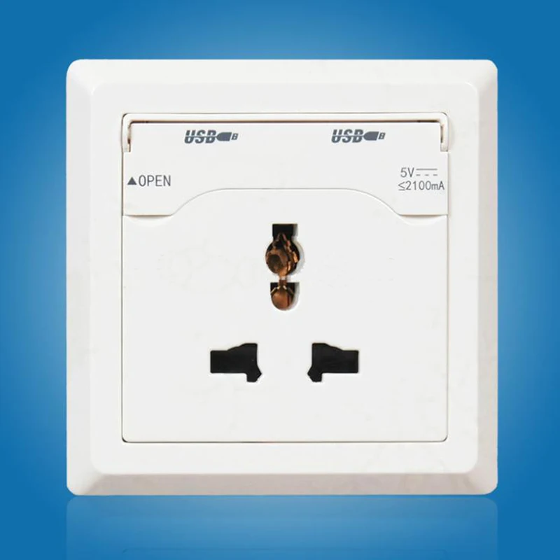 

New Home EU US AU UK 2 USB Port Universal Wall Face Plate Outlet Panel Power Supply Socket Plug Switch Charger