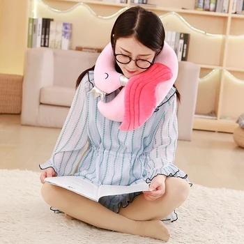 

Nice Pink flamingo stuffed doll flamingo shaped travel pillow/cushion super soft pillow birthday gift for girls
