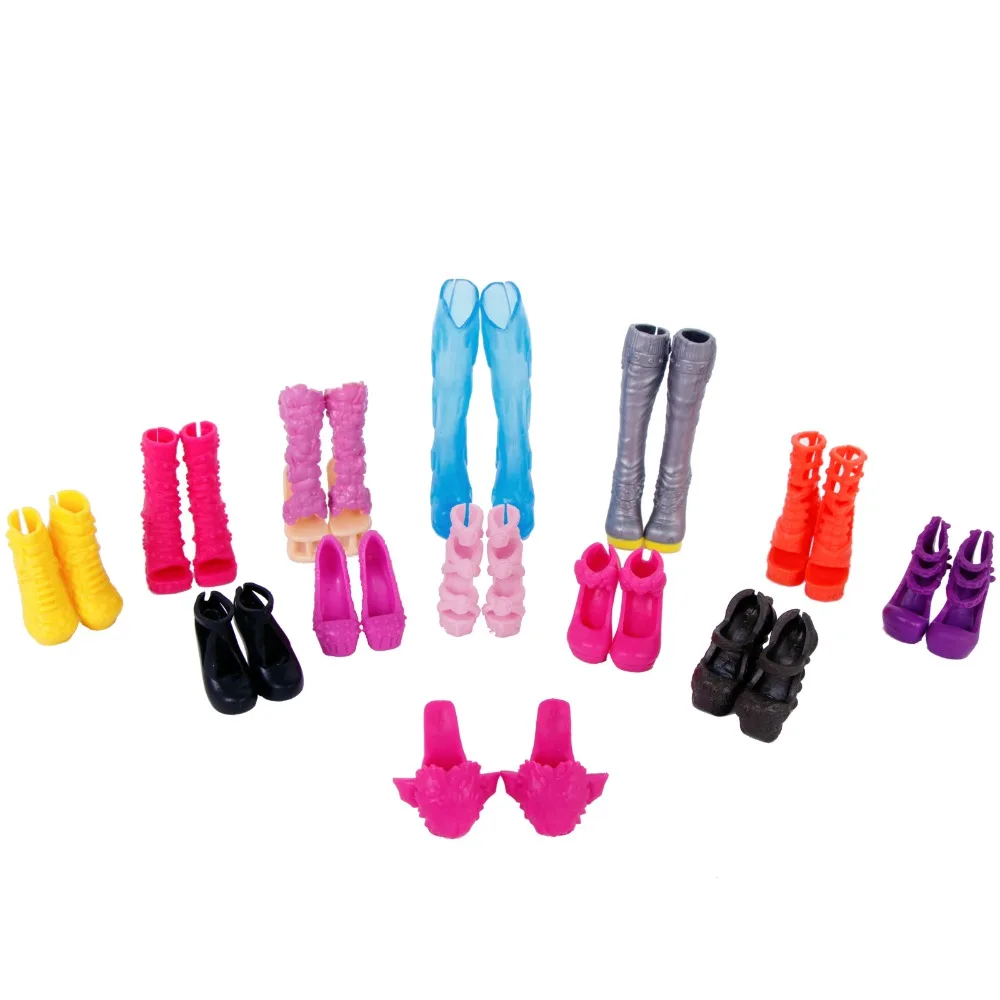 5 x модная кукольная обувь смешанные стильные босоножки на высоком каблуке нарядный кукольный домик пластиковые аксессуары для куклы Monster high детские игрушки