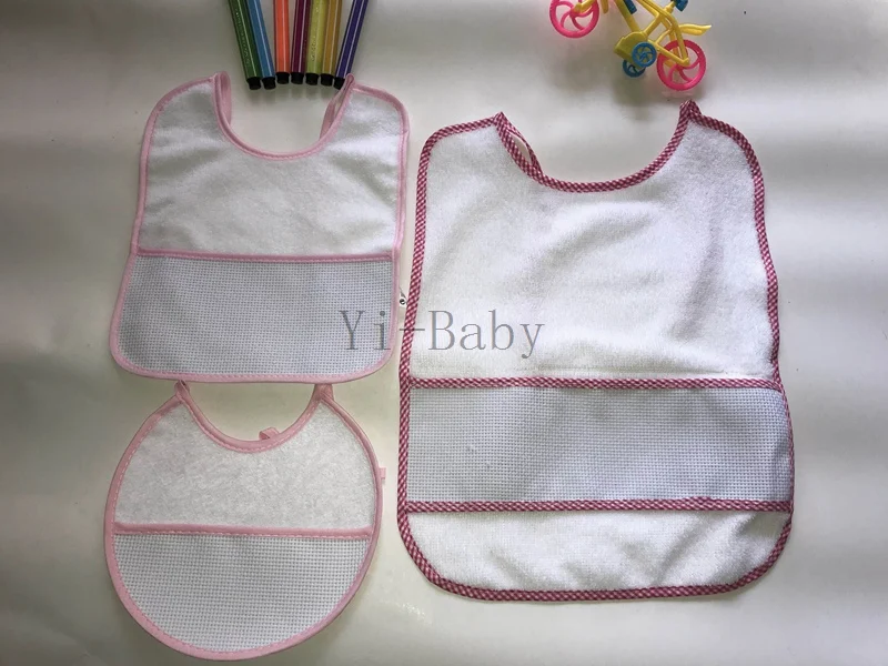 

Cross Stitch Bibs pink waterproof Baby Bibs Infant saliva towels baby bibs 3PCS/Set Free shipping YB170005