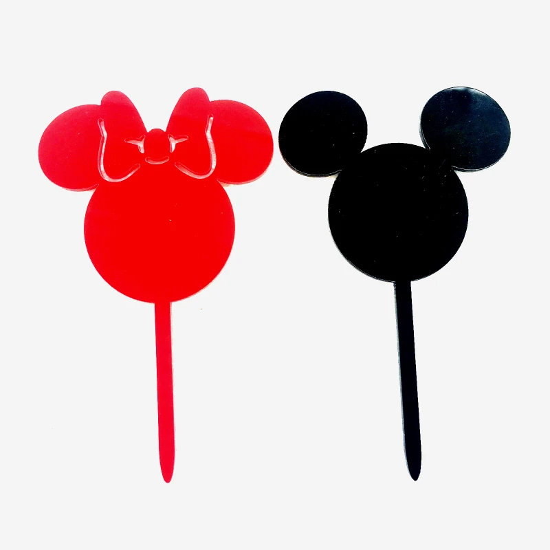 

2018 1pcs minnie mickey mouse Ear Acrylic topper Birthday Cake Topper for Kids Birthday Annivesary Party Decoration