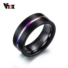 7404vnox 8 MM Carburo de Tungsteno Anillo para Hombre Joyería Fina Anillo de Línea de Color Del Arco Iris de La Boda