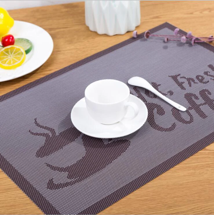  Fyjafon 4/6pieces Table Mat PVC Place Mat Waterproof Placemats for Kitchen Table Heat Protection Ta