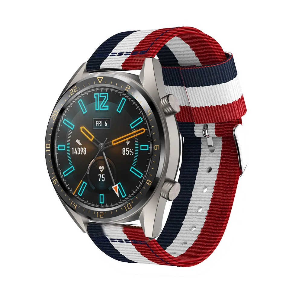 Регулируемый нейлоновый спортивный ремешок 22 мм для часов huawei watch GT ремешок для samsung Galaxy watch 46 мм браслет сменный Браслет