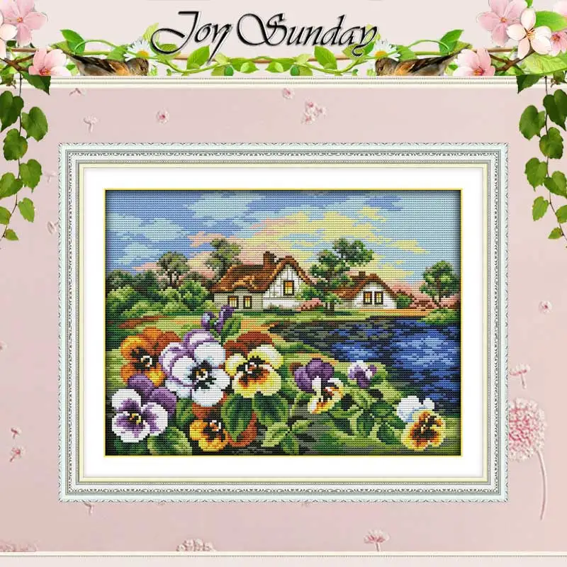 

The hometown of Pansy counted Cross Stitch 11CT 14CT Cross Stitch Set Wholesale DIY Cross-stitch Kit Embroidery Needlework