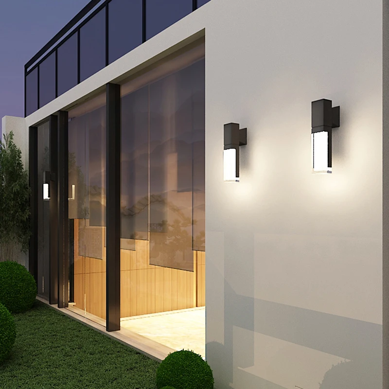

Garden nordic light led outdoor waterproof grey black wall lamp modern transparent minimalist creative exterior villa balcony