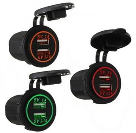 

LED Digital Display Car charger DC 12-24V Waterproof Dual Cigarette Lighter USB 2 Port Power Adapter Outlet Socket 5V 2.1A 1A