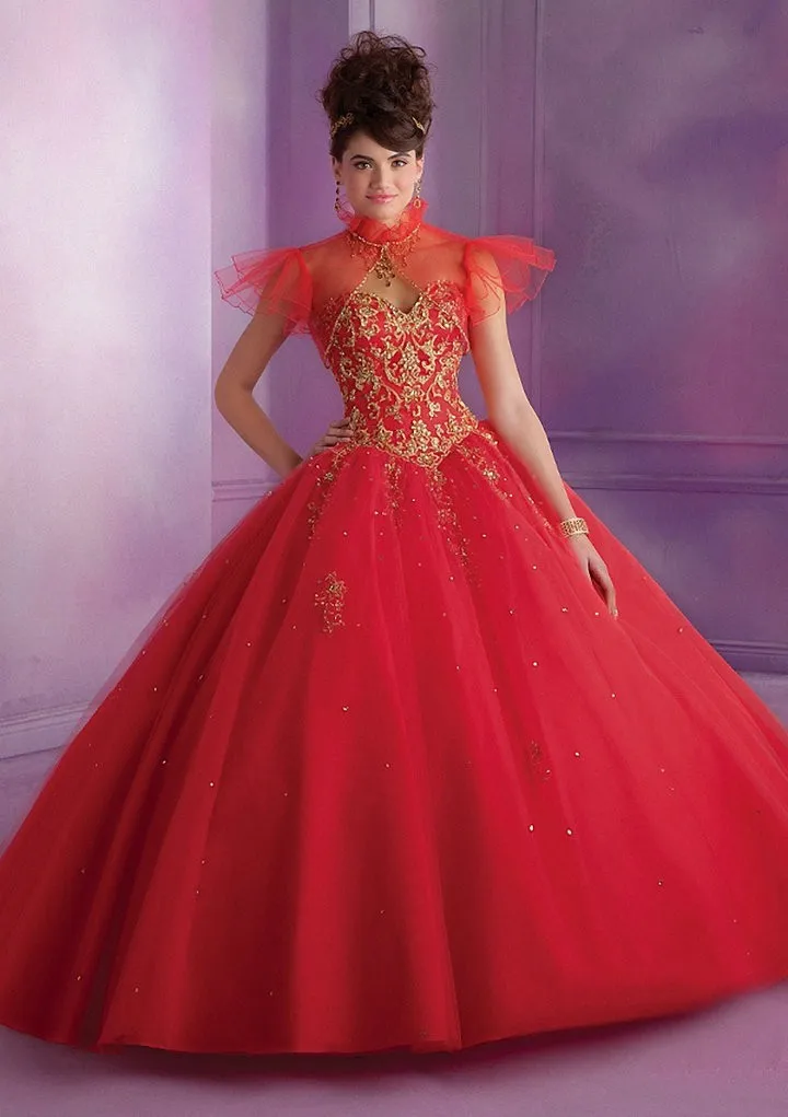 Горячая распродажа пышное платье красный тюль с курткой из бисера кристалл бальное платье на заказ длиной до пола Vestidos 15 Anos Q1099