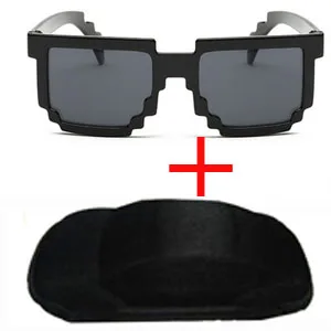 Longkeperer модные детские очки меньшего размера солнцезащитные очки мозаика для мальчиков и девочек пиксельные очки с футляром детский подарок - Цвет линз: black and black case