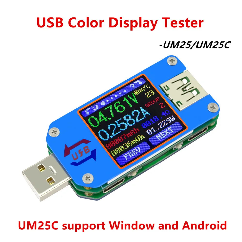 UM34/UM34C UM24/UM24C UM25/UM25C DC amperimetro voltimetro probador de voltaje de corriente tension de carga de la bateria USB