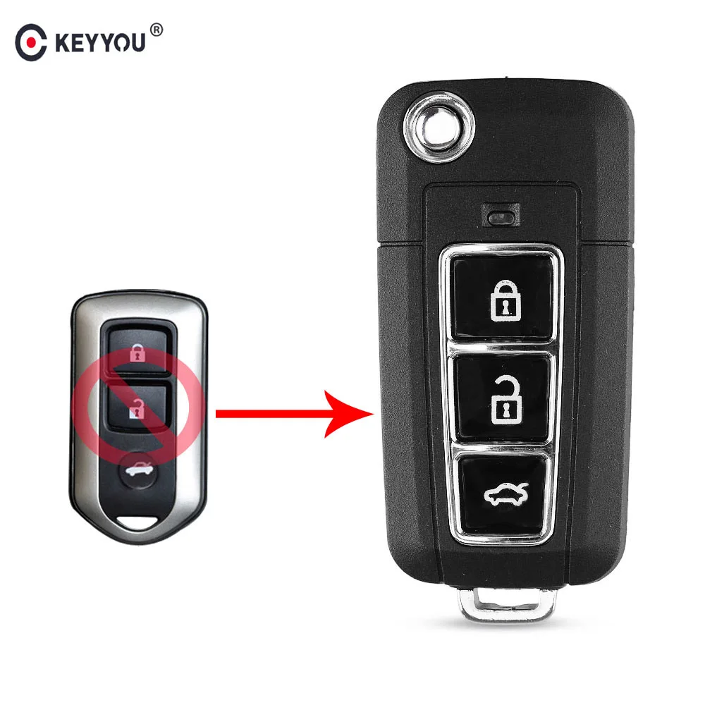 KEYYOU складной чехол для ключей с 3 кнопками Toyota Camry Prado high Lander Yaris Vios брелка авто|Ключ