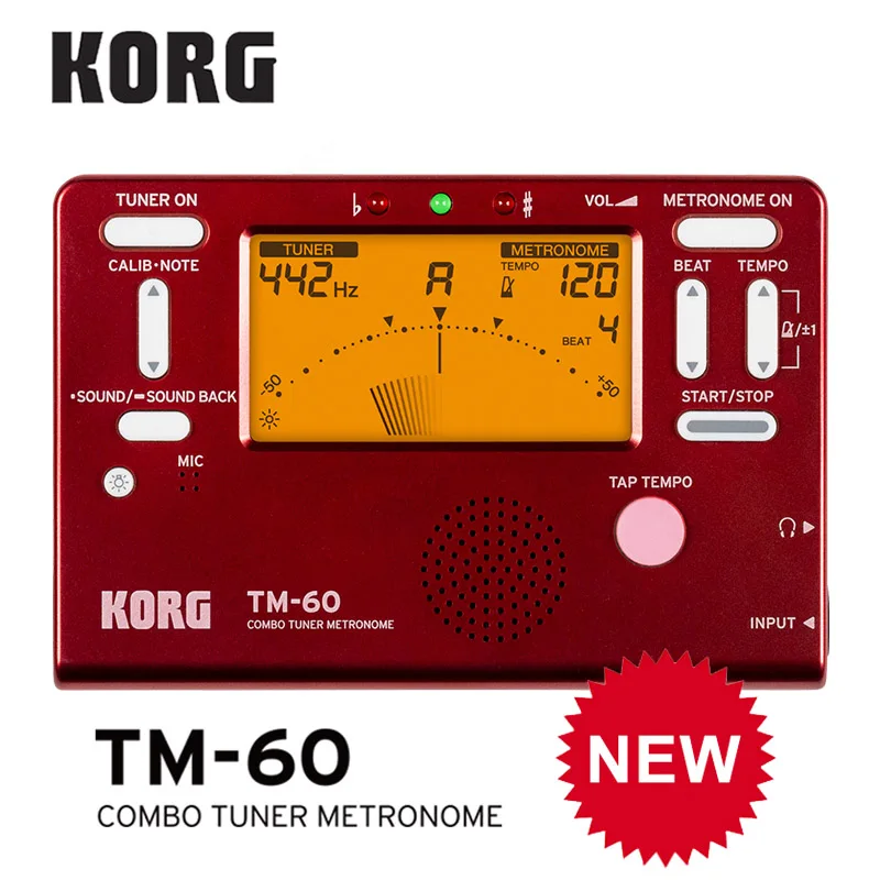 KORG TM60 TM60C тюнер метроном ветер/гитара/укулеле/саксофон/скрипка/тюнер для флейты Универсальный метроном(CM300 можно выбрать - Цвет: TM-60-Red