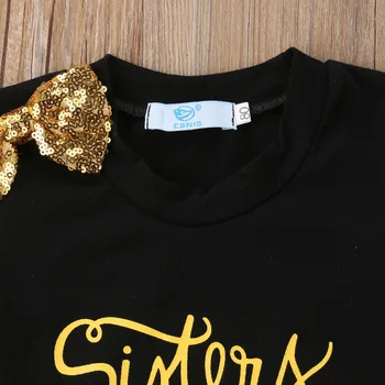 Summer Toddler Kids Baby Girl Letter Print T-shirt Tops+Sequins Denim Shorts Jeans 2PCS Outfits Children Clothing Set 2