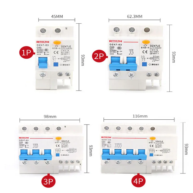 Earth-Leakage NXB-63 Circuit Breaker DZ47LE-63 10A 16A 20A 25A 32A 40A 50A 63A C45 House MCB with Indication 1p 2p 3p 4p | Обустройство