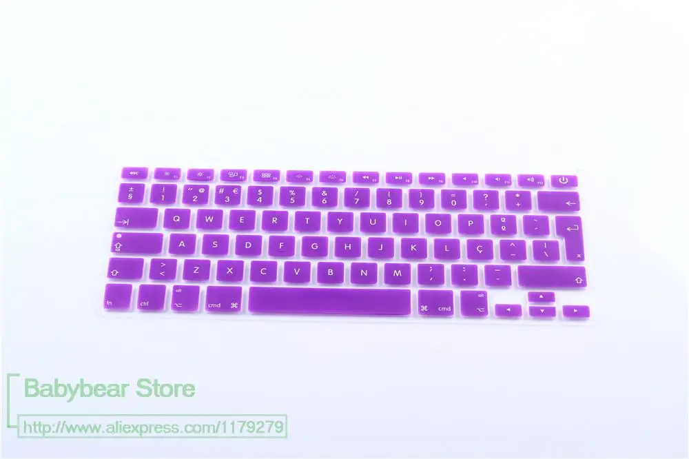 Португальский силиконовый чехол для ноутбука Macbook Air 13,3 клавиатура протектор для Macbook Air 13 pro 13 15 retina G6 беспроводной - Цвет: purple