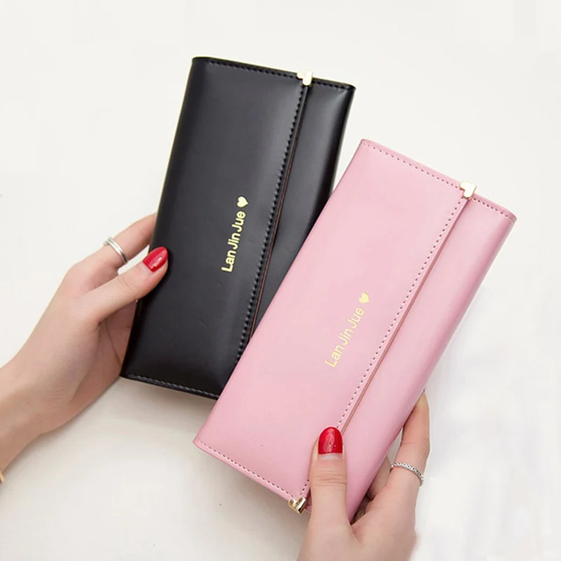 

2018 New Fashion Women Wallets PU Leather Hasp Wallet Card Holder Women's Long Design Money Coin Purse female Clutch Bag