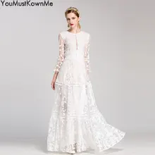 2019 women maxi long dress luxury embroidered elegant half sleeve a-line white party formal long evening dress good quality 2XL white half sleeve maxi dress