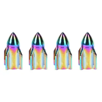 

4pcs CNC Rainbow Color Bicycle Tire Valve Dust Cap for Presta Bike Tyre Valve Stem Wheel Spikes for Tire Cover Car Accessories