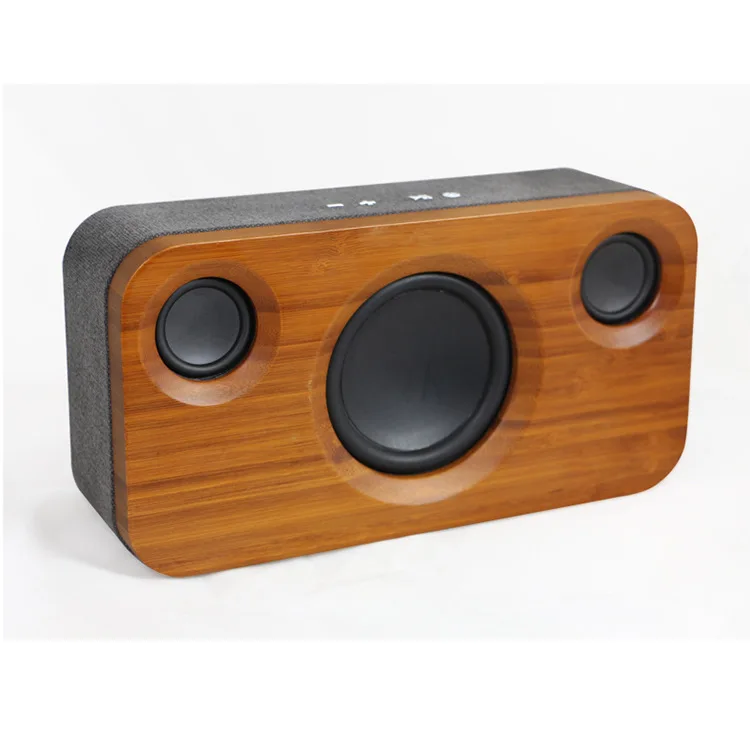 Портативный Бамбуковый Bluetooth говорящий радиоприемник сабвуфер звуковая система стерео музыка вокруг наружного - Цвет: Черный
