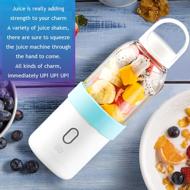 

500ML Portable Blender 6 Blades USB Juicer Rechargeable Travel Juice For Shakes Fruit Vegetable Extractor