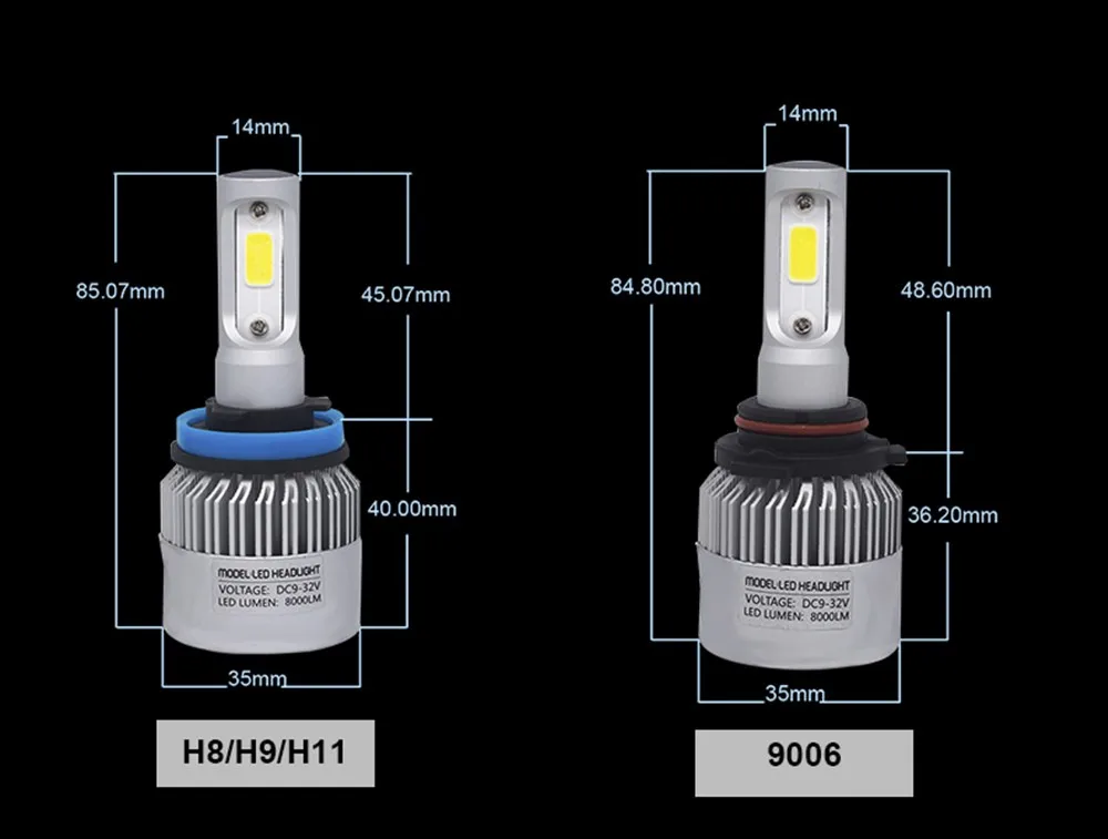 YHKOMS H4 светодиодный лампы H7 H1 H3 H8 H9 H11 H13 9005 HB3 9006 HB4 880 881 H27 9004 9007 авто фары 8000LM УДАРА автомобиль свет светодиодный светильник