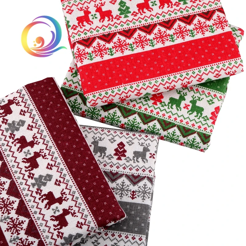 عيد الميلاد سلسلة ، المطبوعة القطن الكتان نسيج ل خليط DIY اللحف و الخياطة أريكة ، الجدول القماش ، الستار ، حقيبة ، وسادة المواد