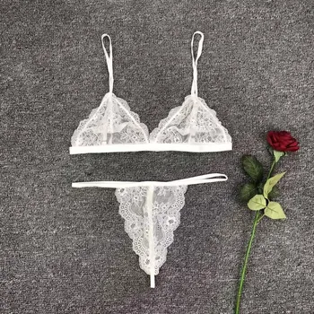 Summer Sexy White Lingerie Lace Bra Set Underwear Women Halter Bra Panty Sets Woman Underwear Sexy Bra Set sostenes mujer encaje