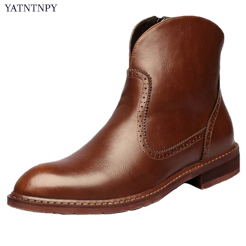 

YATNTNPY Brand Men for martin Boots Fashion Vintage Boots Winter Genuine Split Leather boots Slip-on Oxfords Warm Man bota mas