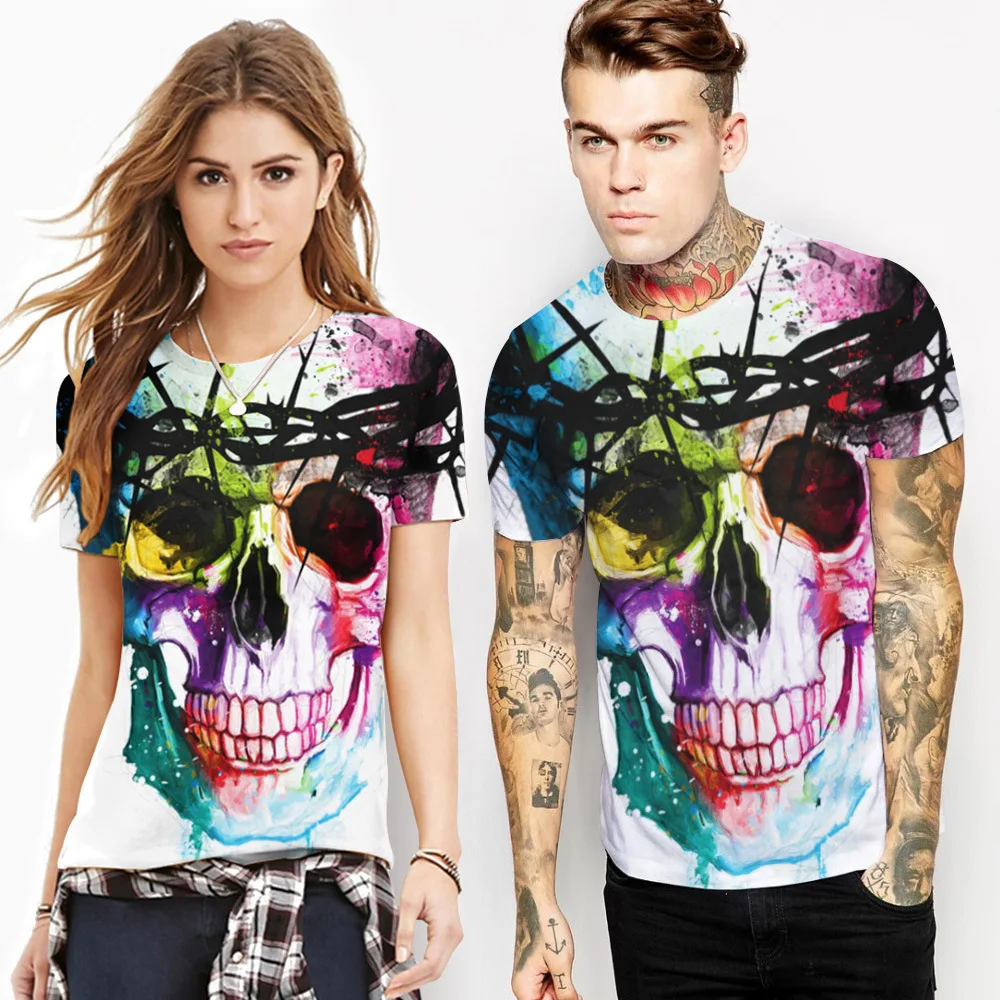 

Newest Hip Hop Skull printed creative t shirt 3d men's tshirt summer novelty 3D feminina psychedelic tee shirts clothes