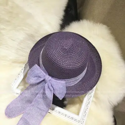 Новая модная плоская шляпа от солнца, женские летние соломенные шляпы с бантом для женщин, пляжные головные уборы, 6 цветов, chapeau femme, подарок - Цвет: 1