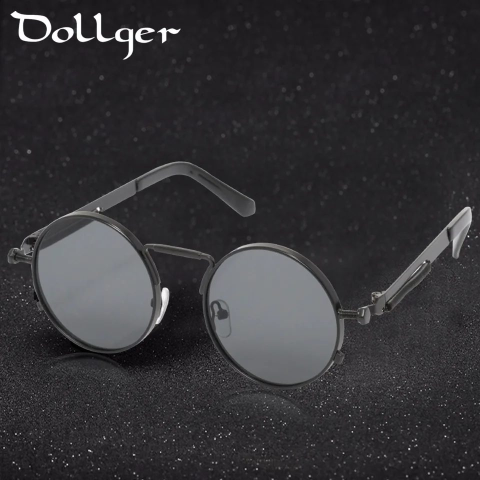 

Dollger Steampunk Sunglasses Women Men 2017 Brand Designer Round Metal Retro Vintage Clear Lens Mirror Men's Sun Glasses S0339