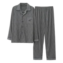 Весенние хлопковые с длинным рукавом Для мужчин пижамы наборы мужская пижама комплект Пижама с буквами для Для мужчин пижамы костюм домашняя одежда плюс Размеры M-3XL