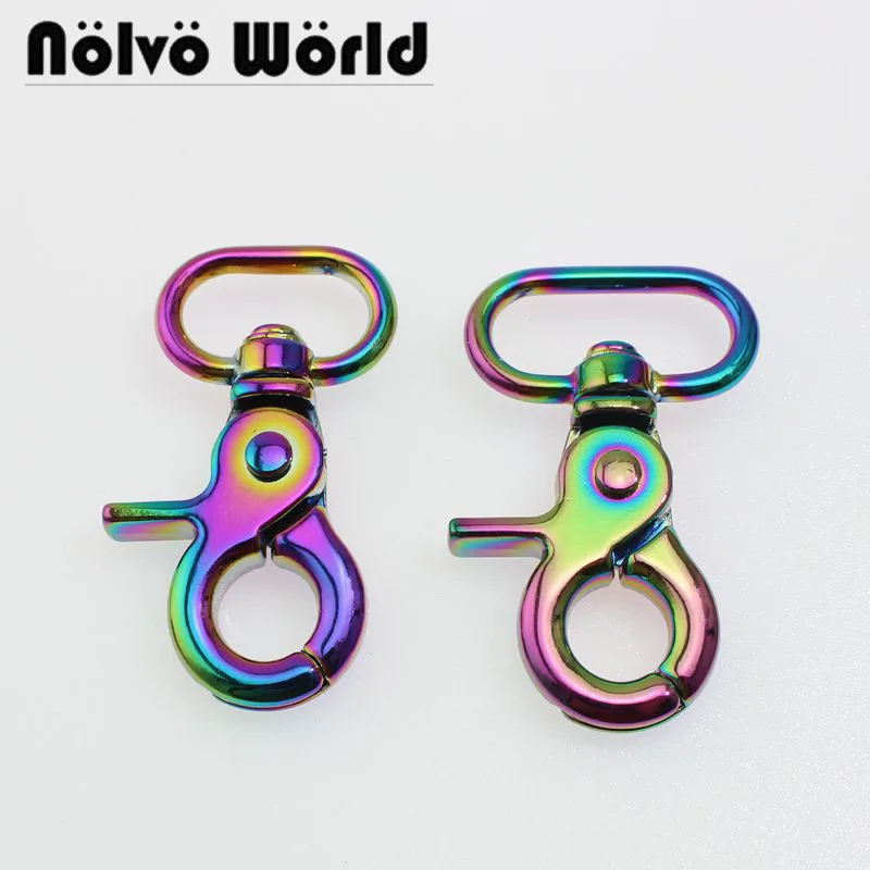 

4-20 pieces,2cm 3/4" 2.5cm 1" Iridescent Rainbow Finish Swivel Hook,trigger snap clasps clips