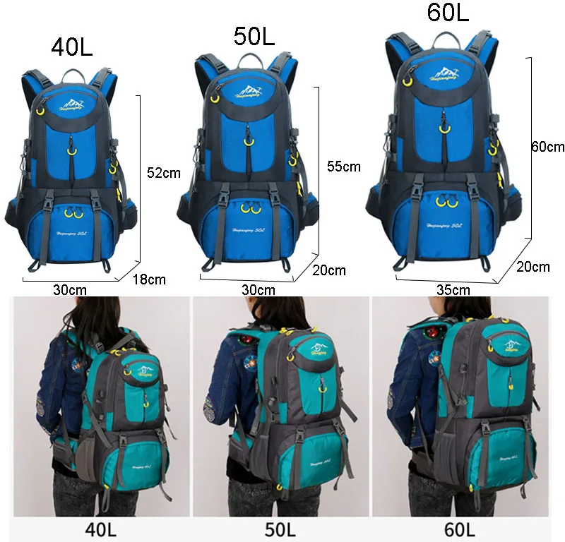 Спортивные походные сумки альпинистские рюкзаки 40L 50L 60L Мужские Женские уличные сумки дорожные Велоспорт рюкзак Rcbag027