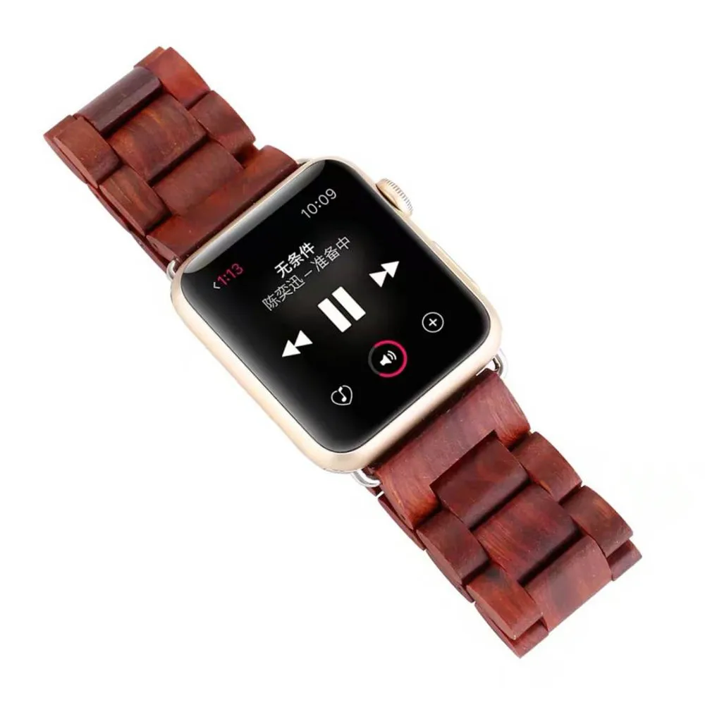 Роскошные деревянные структурный ремешок для наручных часов Apple Watch Series 5 4 3 2 ремень 40/44/38 мм/42 мм браслет наручный ремень ремешок для часов